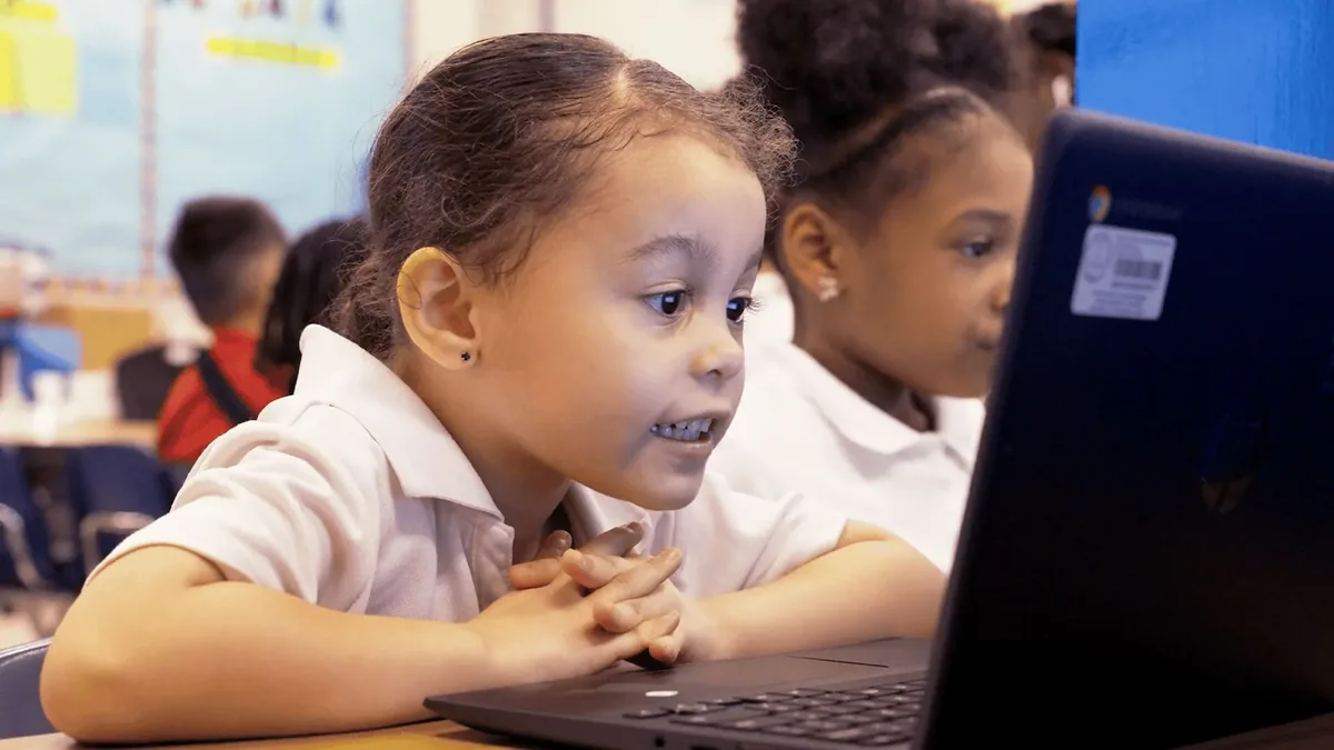 Student using a laptop