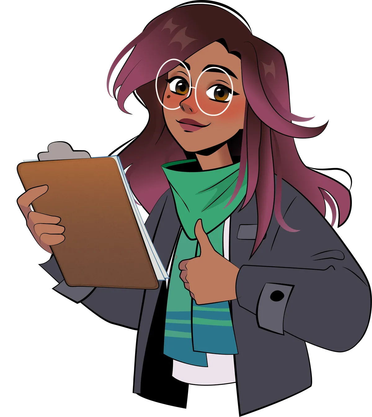 Amira holding a clipboard