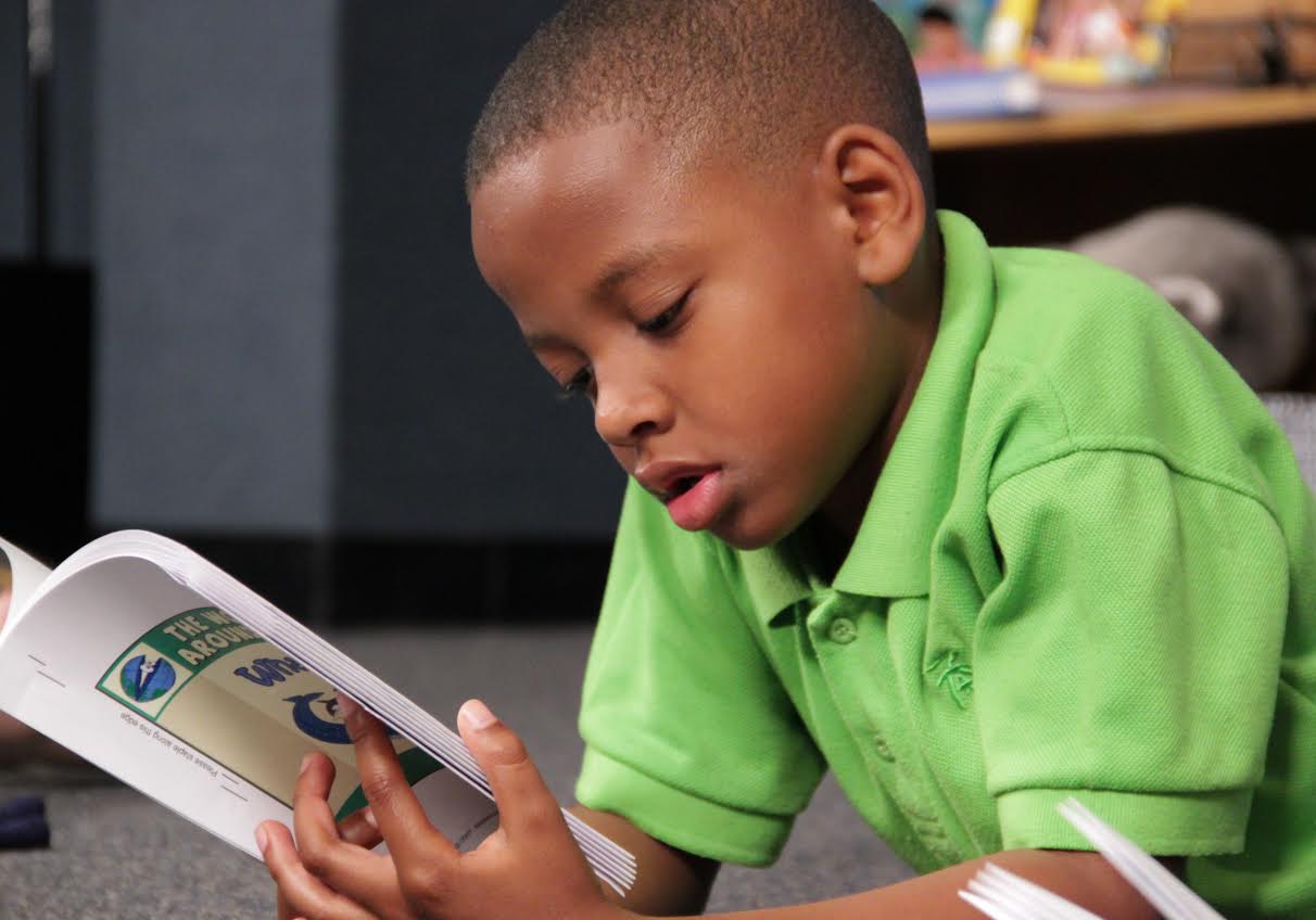 student reading a book