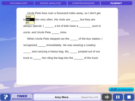 Inline choice in reading passage